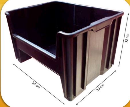 CAJA APILABLE USO RUDO, CAPACIDAD DE CARGA 25 KG- JUMBO 3 - COLOR NEGRO - MARCA CLAREZZA